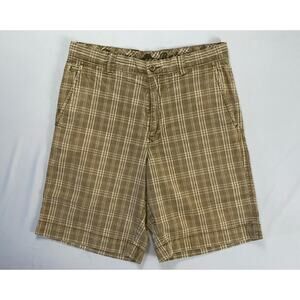 Tommy Bahama Silk Blend Washable Chino Shorts. Brown Plaid, Marlin. Men's 32 GUC